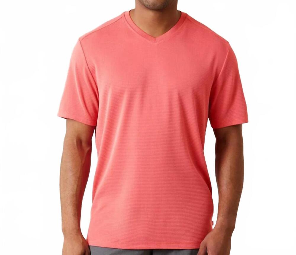 NEW TOMMY BAHAMA coastal crest islandzone v-neck shirt in pure coral